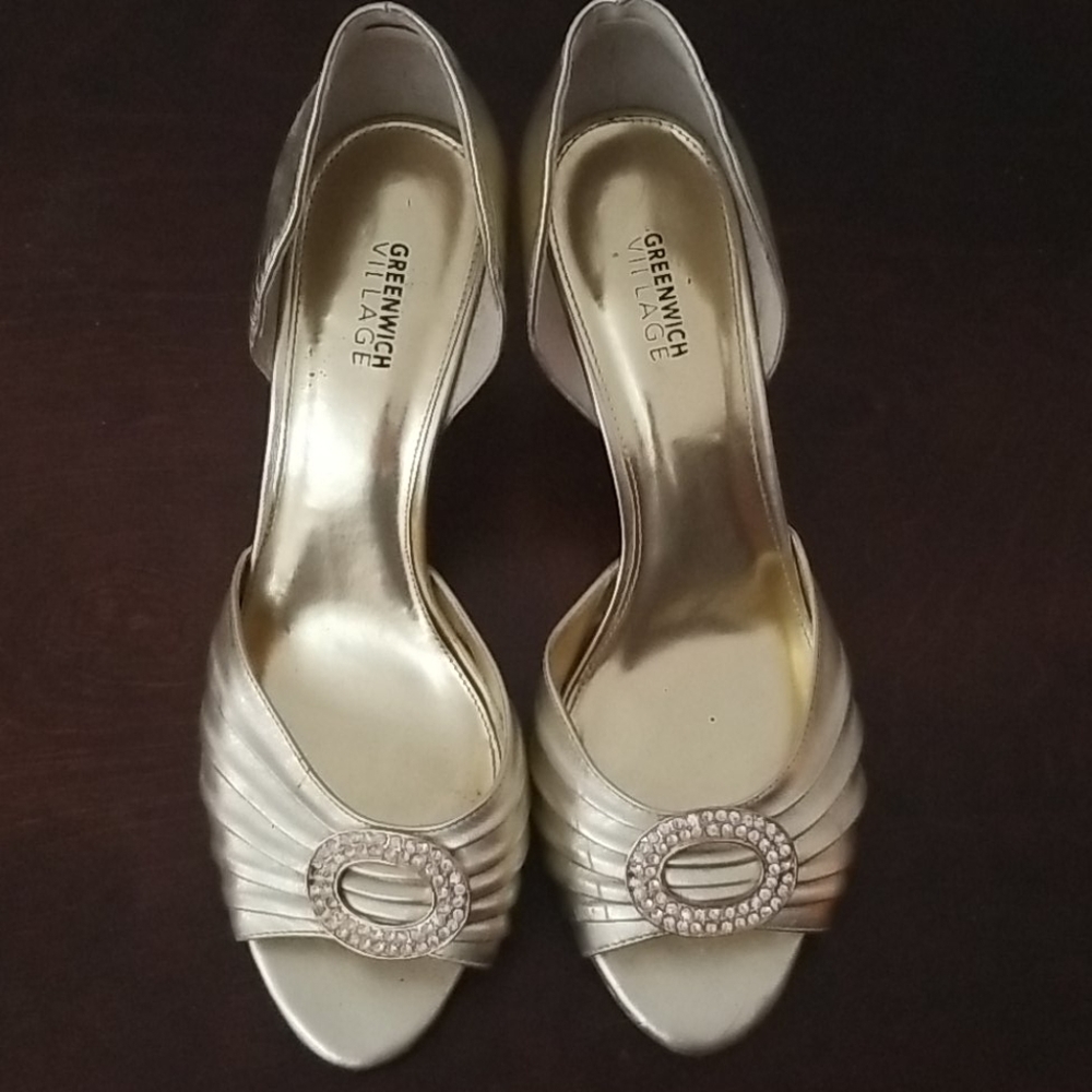 Gold leather heels